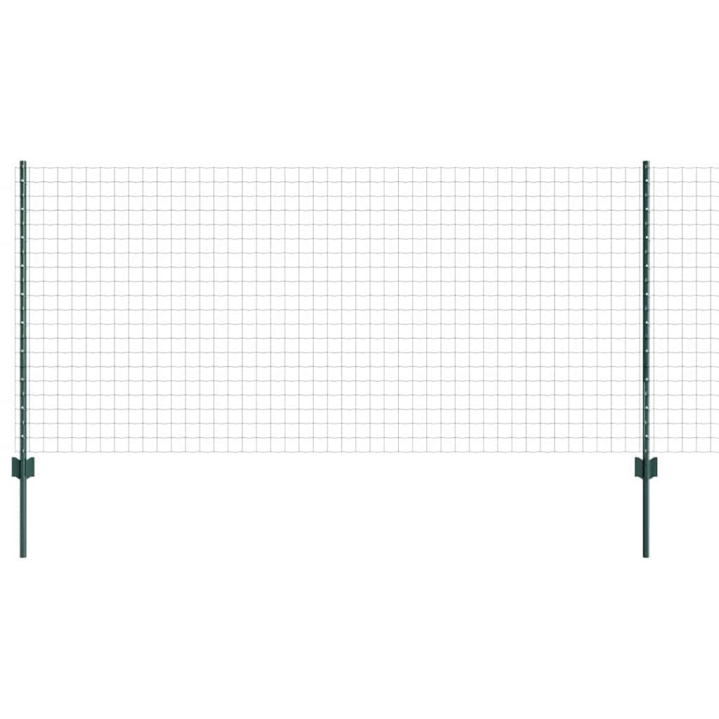 Fence with Posts Green 1 x 10 m Steel and PVC