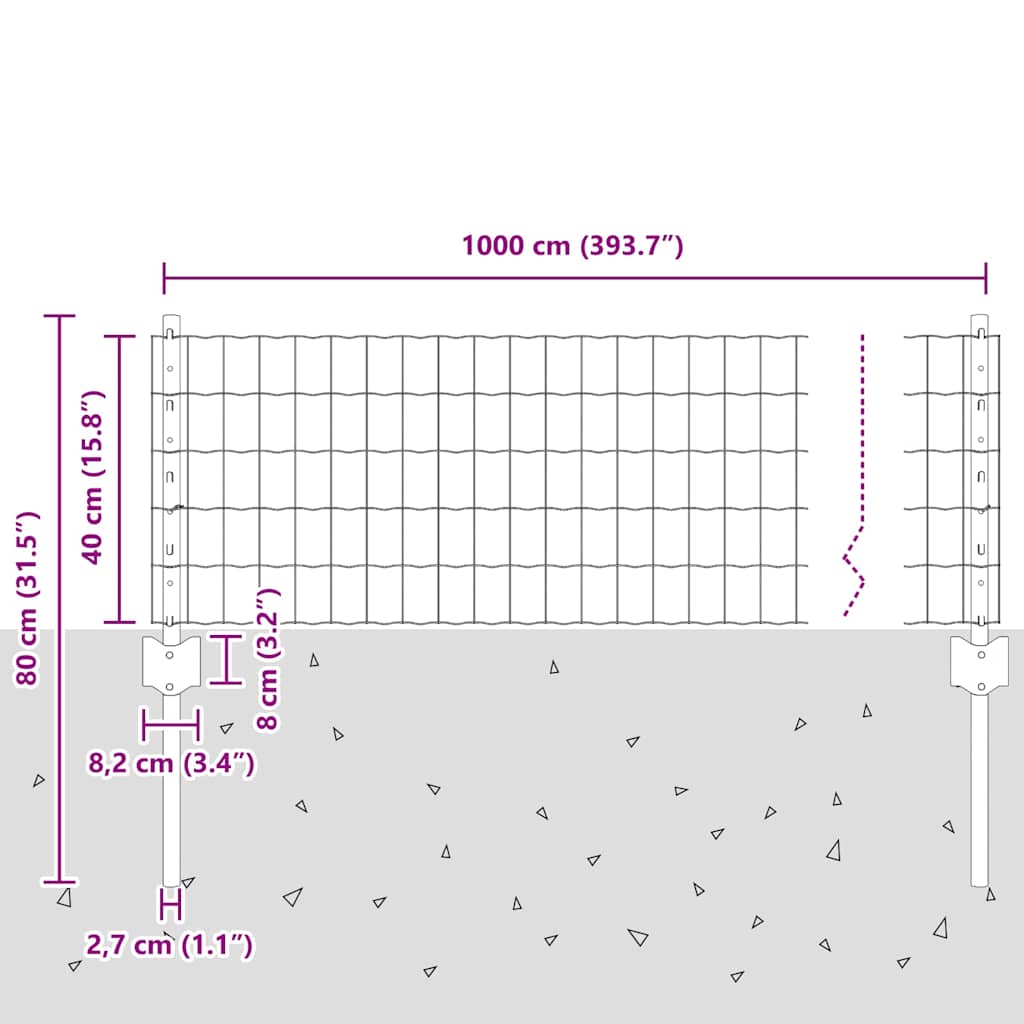 Tvora su stulpais Žalia 0,4 x 10 m Plienas ir PVC