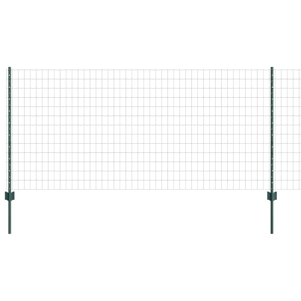 Fence with Posts Green 1 x 10 m Steel and PVC