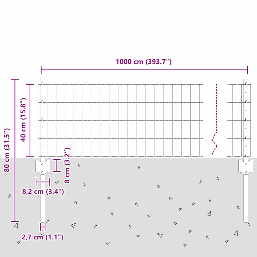 Tvora su stulpais Žalia 0,4 x 10 m Plienas ir PVC