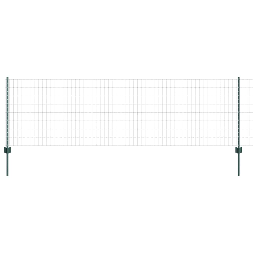 Fence with Posts Green 0.8 x 10 m Steel and PVC