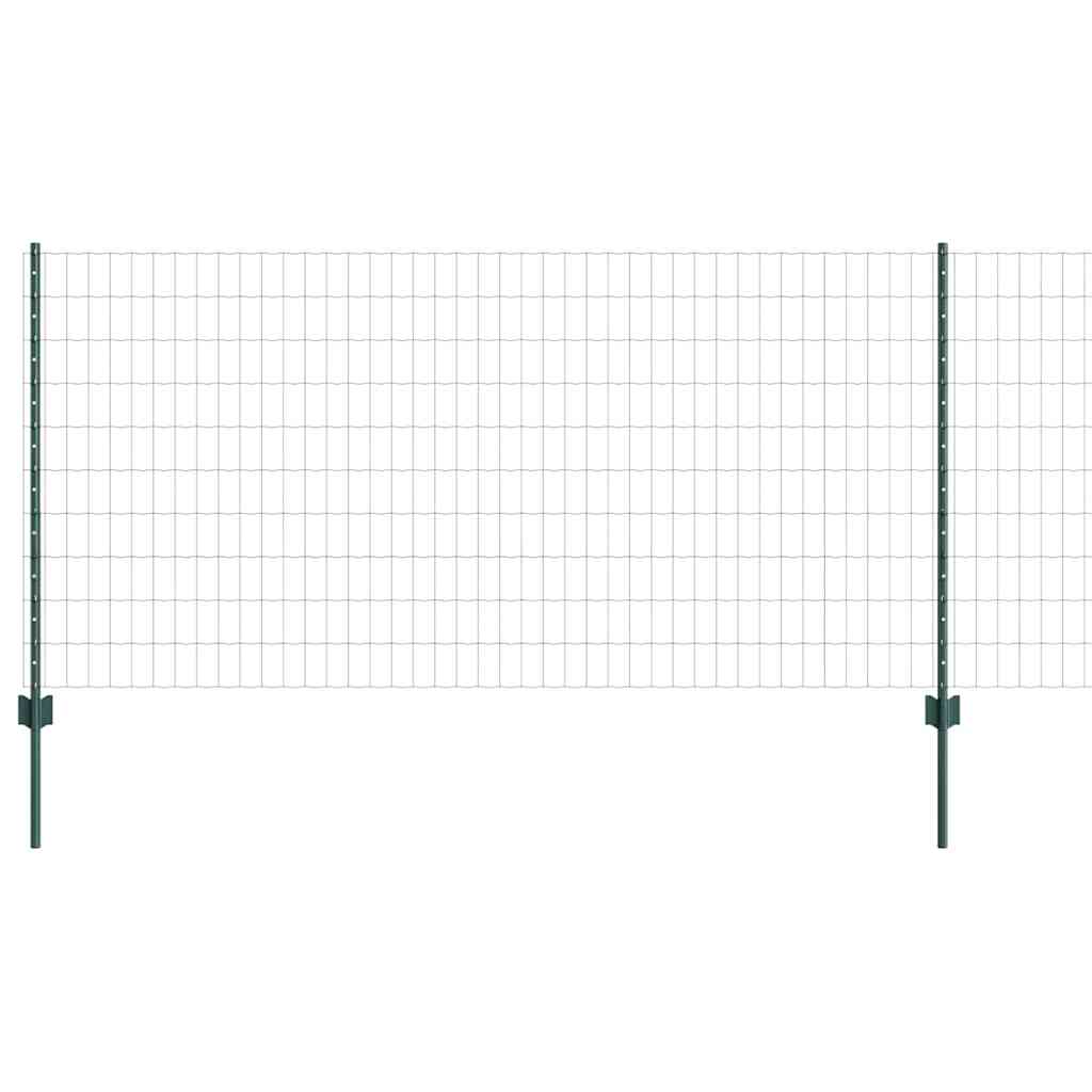 Fence with Posts Green 1 x 10 m Steel and PVC