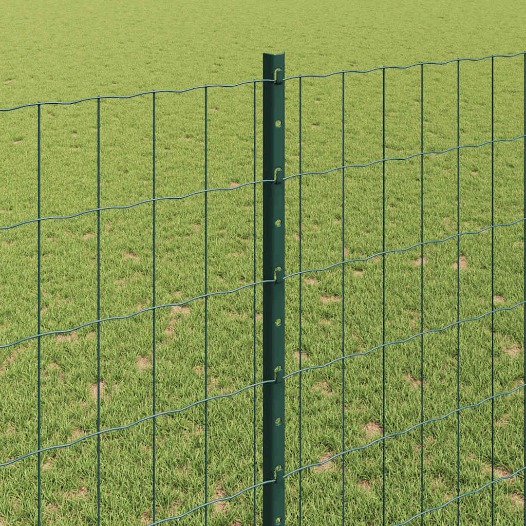 Fence with Poles Green 1.4 x 10 m Steel