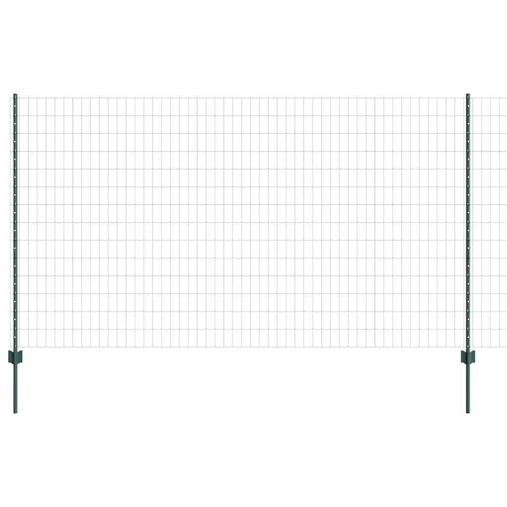 Fence with Poles Green 1.4 x 10 m Steel