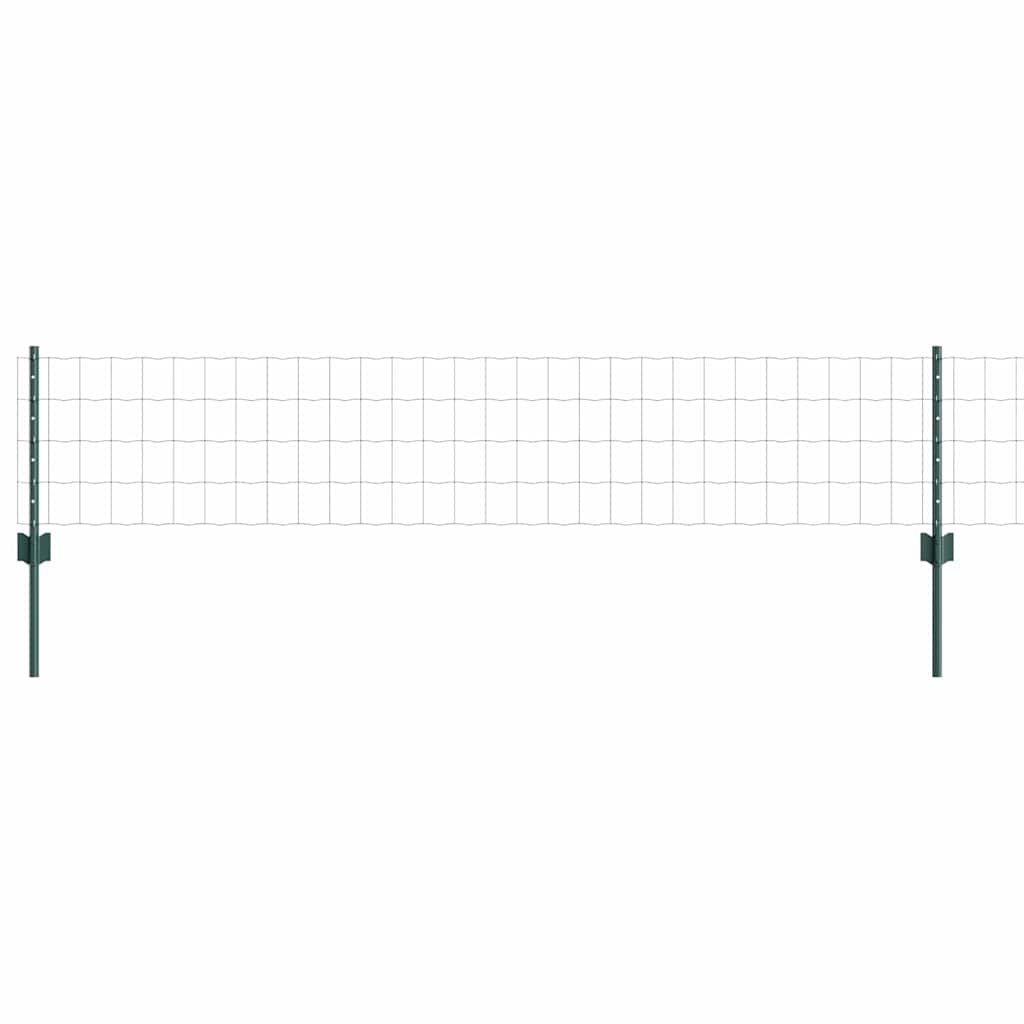 Fence with posts Green 0.4 x 10 m Steel and PVC