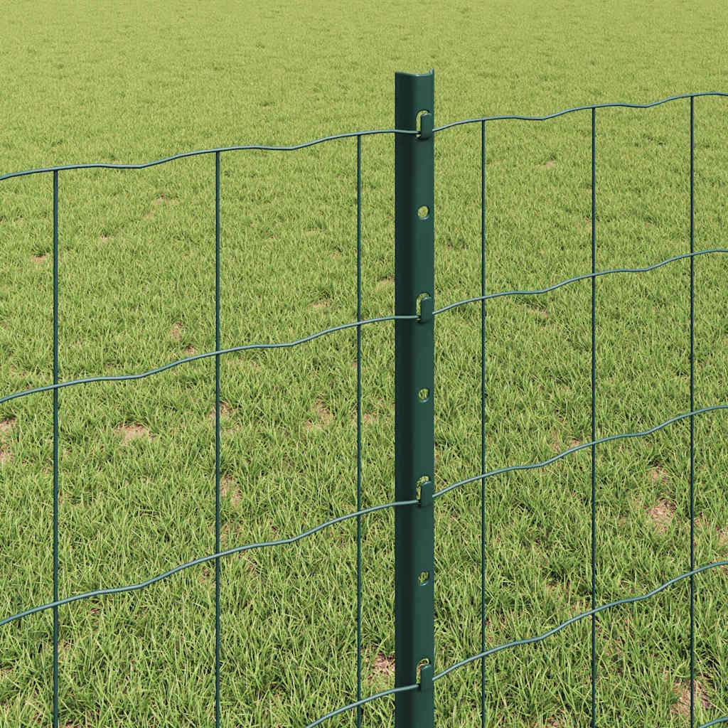 Fence with Posts Green 0.8 x 10 m Steel and PVC