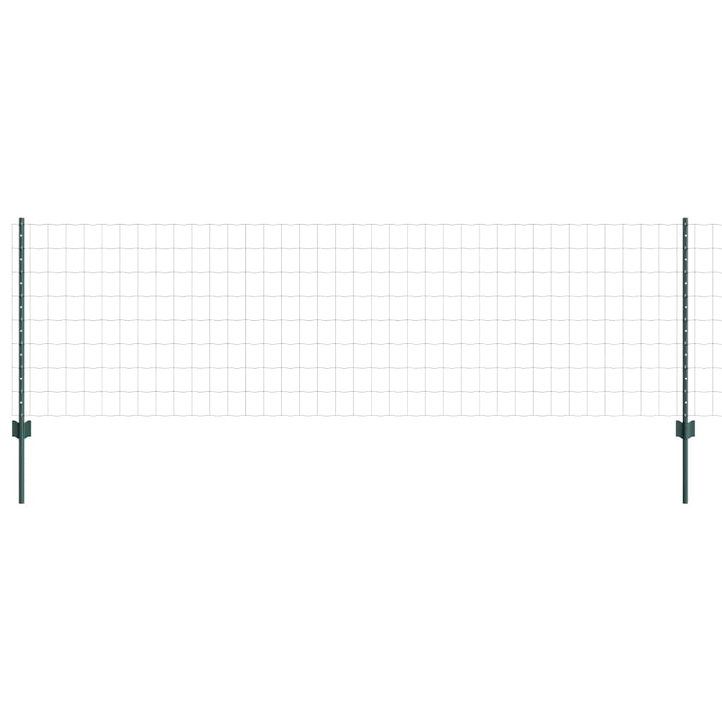 Fence with Posts Green 0.8 x 10 m Steel and PVC