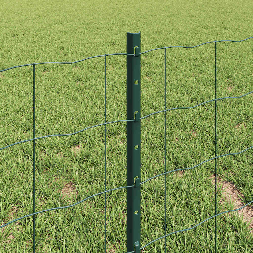 Fence with posts Green 0.4 x 10 m Steel and PVC