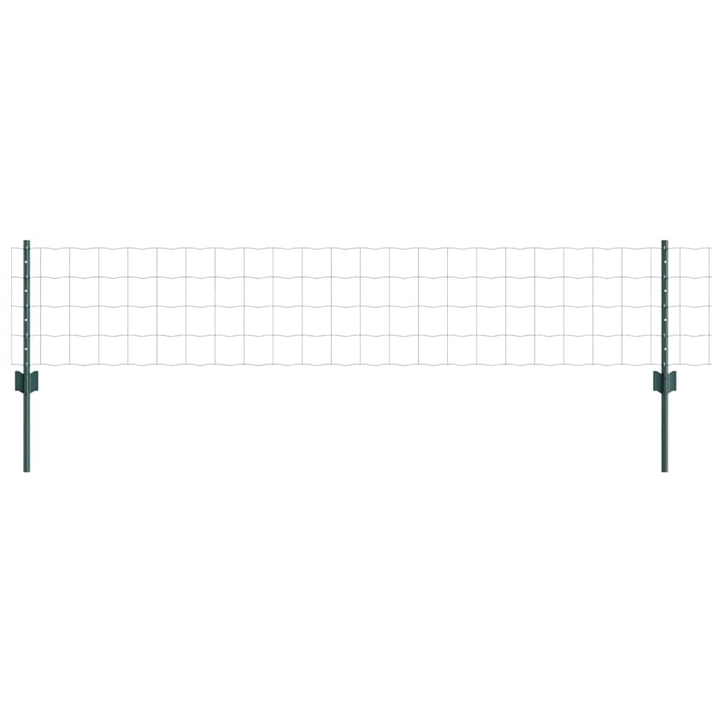 Fence with posts Green 0.4 x 10 m Steel and PVC