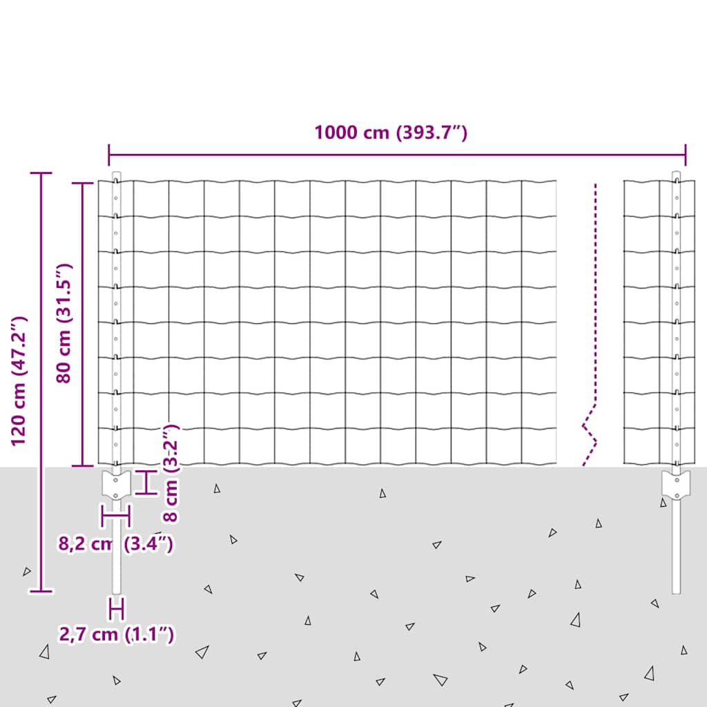 Tvora su stulpais Žalia 0,8 x 10 m Plienas