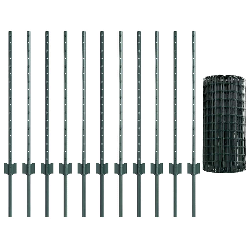 Tvora su stulpais Žalia 0,8 x 25 m Plienas ir PVC