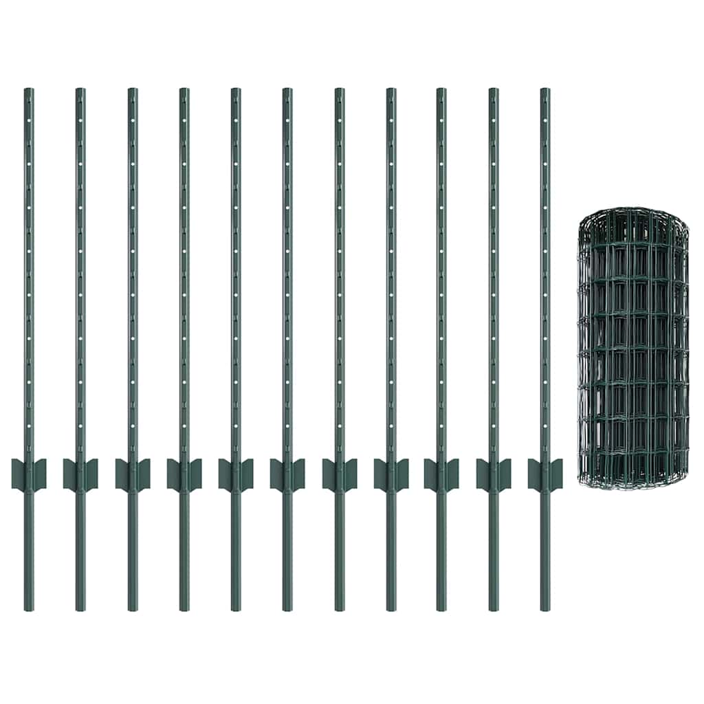 Tvora su stulpais Žalia 0,8 x 25 m Plienas ir PVC