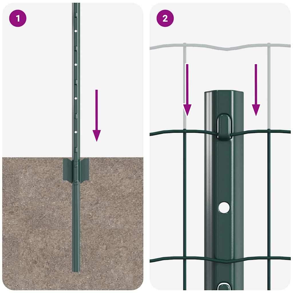 Tvora su stulpais Žalia 0,8 x 25 m Plienas ir PVC