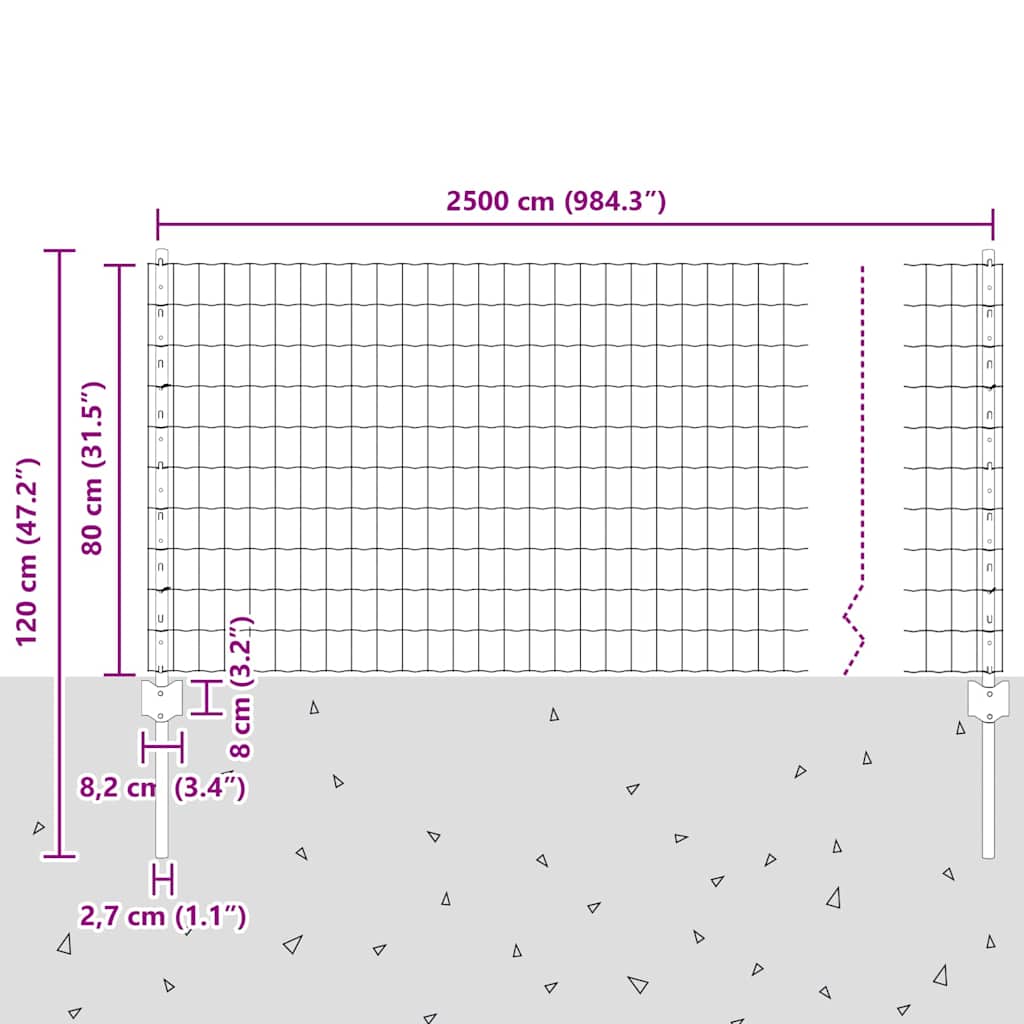 Tvora su stulpais Žalia 0,8 x 25 m Plienas ir PVC