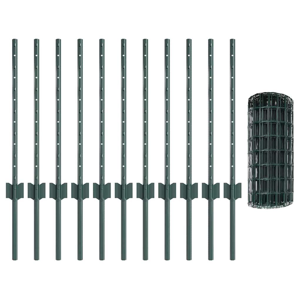 Tvora su stulpais Žalia 0,6 x 25 m Plienas ir PVC