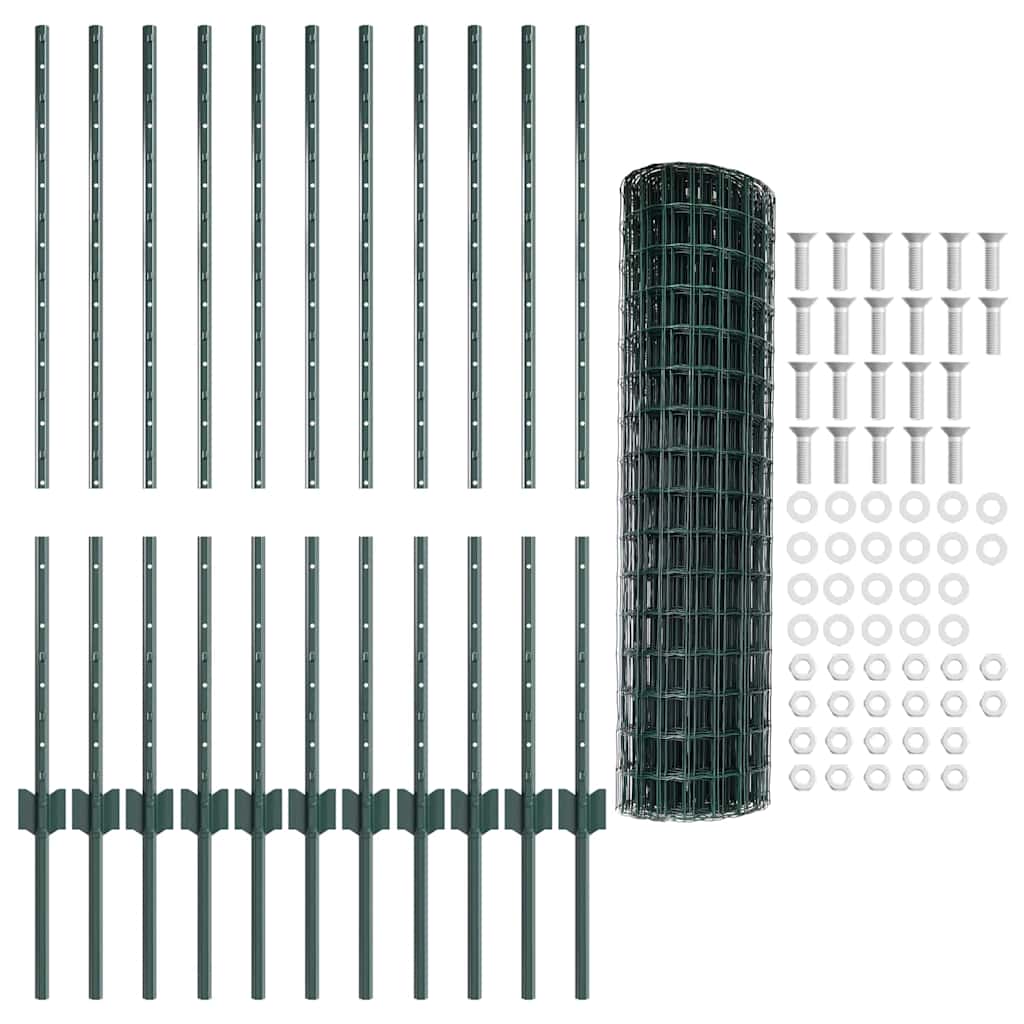 Tvora su stulpais Žalia 1 x 25 m Plienas ir PVC