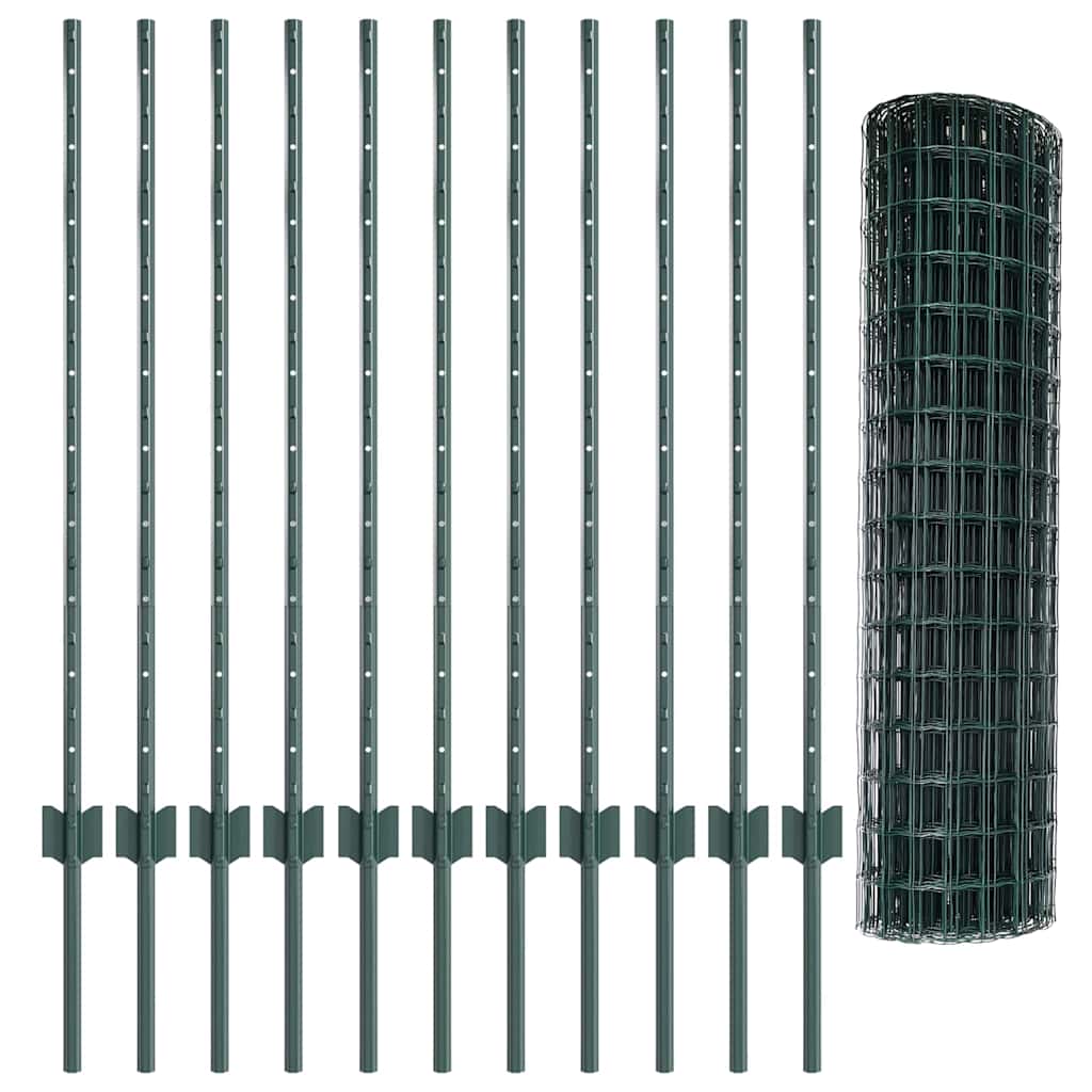 Tvora su stulpais Žalia 1 x 25 m Plienas ir PVC