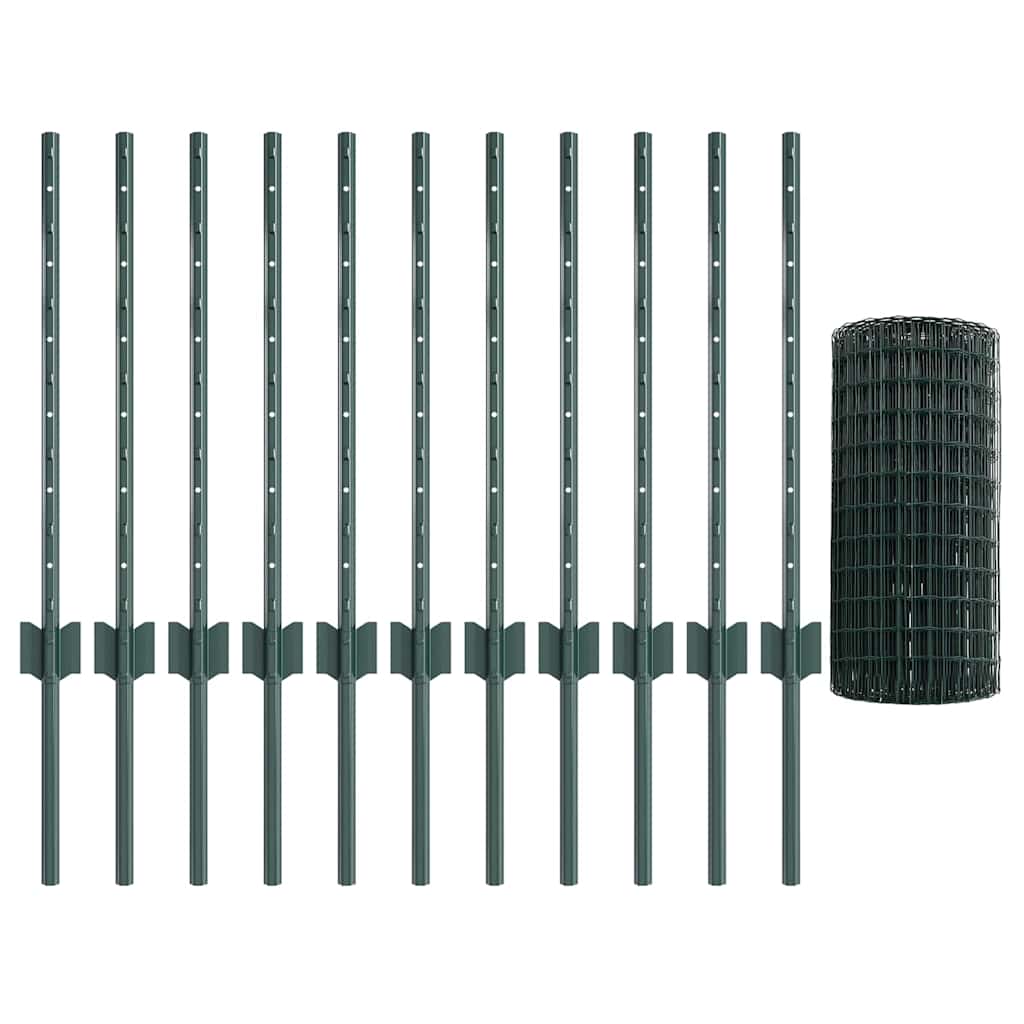 Tvora su stulpais Žalia 0,6 x 25 m Plienas ir PVC