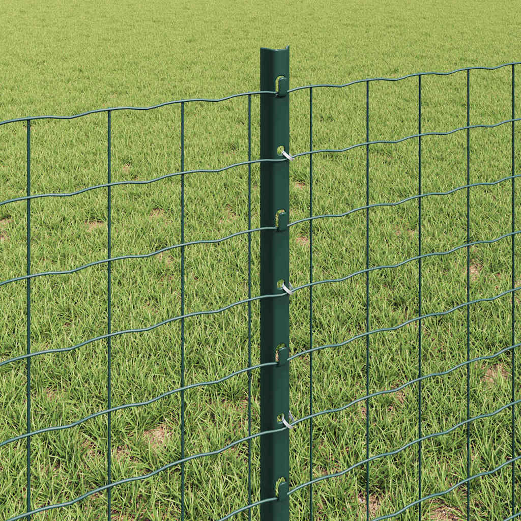 Fence with posts Green 0.6 x 50 m Steel and PVC