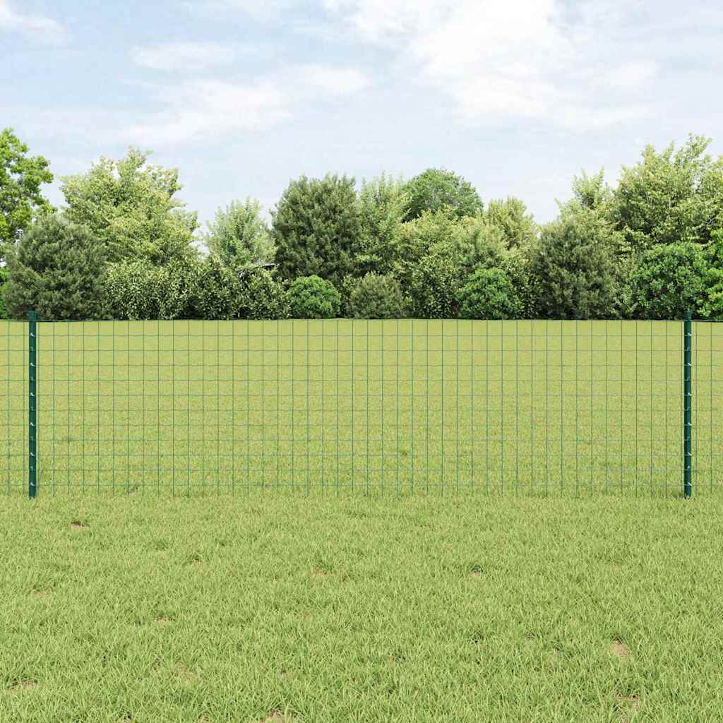 Fence with posts Green 0.6 x 50 m Steel and PVC