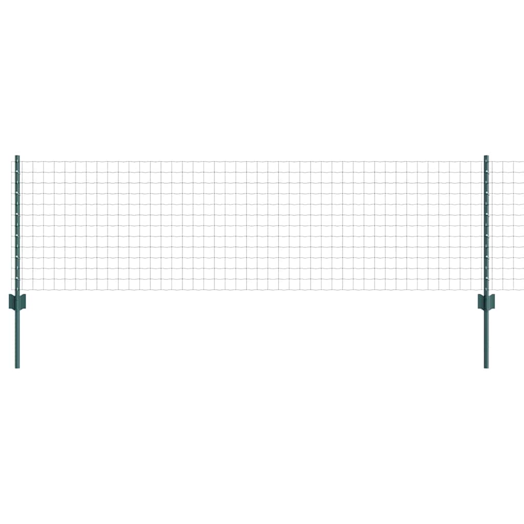 Fence with posts Green 0.6 x 50 m Steel and PVC