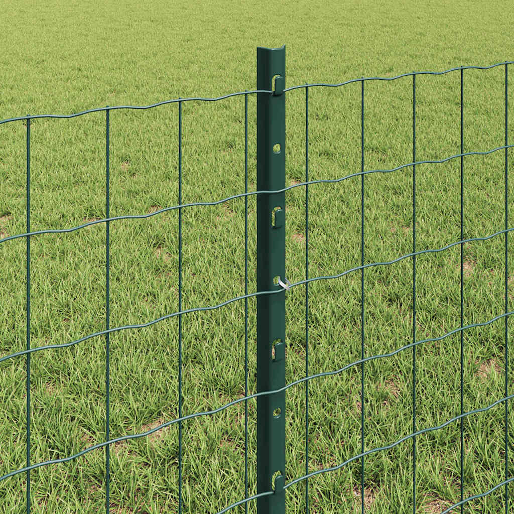 Fence with posts Green 0.6 x 50 m Steel and PVC