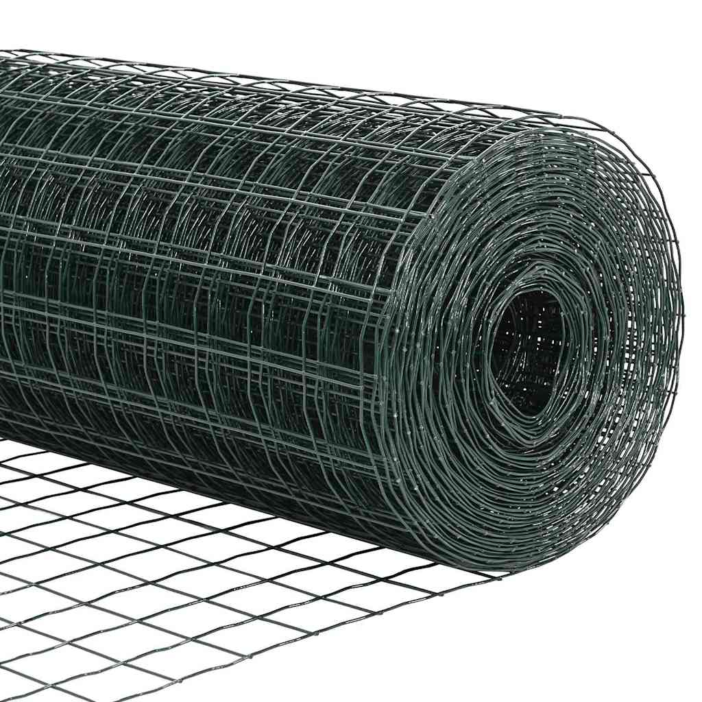 Fence with posts Green 0.6 x 50 m Steel and PVC