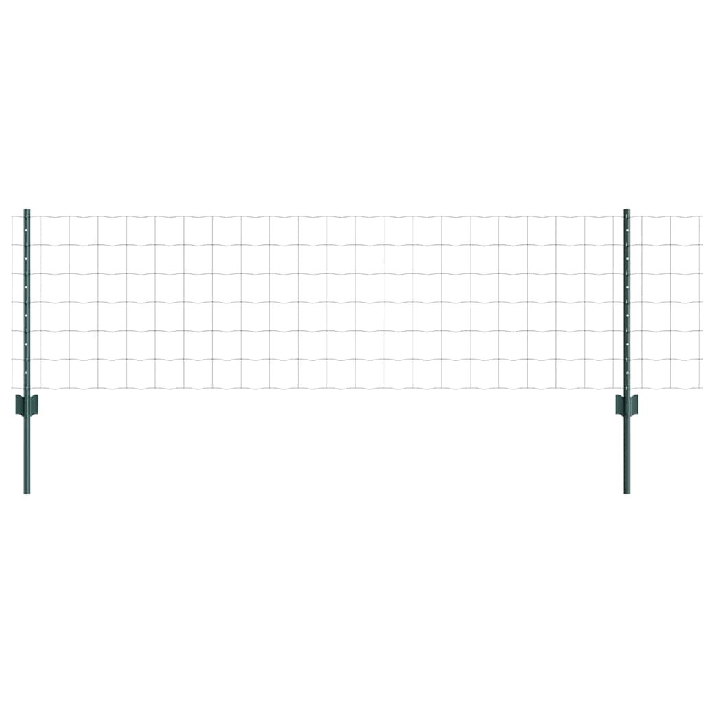 Fence with posts Green 0.6 x 50 m Steel and PVC