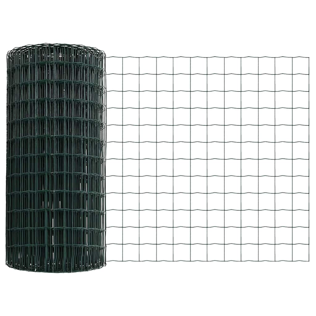Fence with posts Green 0.6 x 50 m Steel and PVC