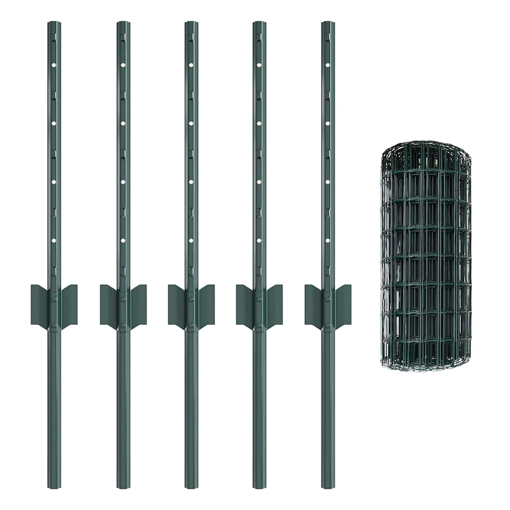 Tvora su stulpais Žalia 0,4 x 10 m Plienas ir PVC