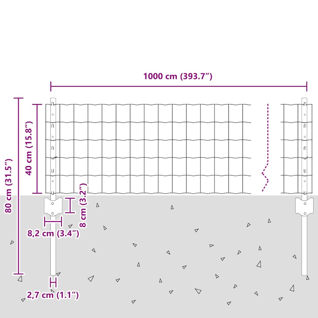 Tvora su stulpais Žalia 0,4 x 10 m Plienas ir PVC