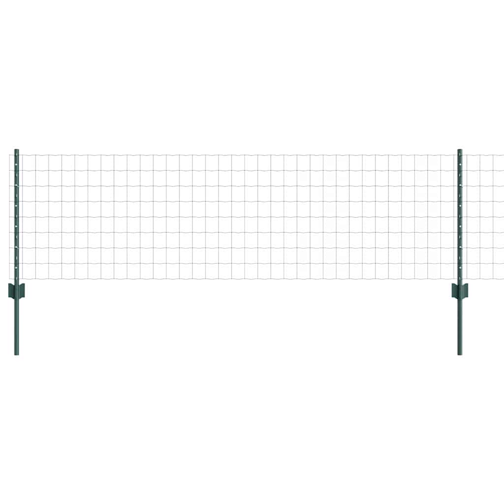 Fence with Posts Green 0.6 x 10 m Steel and PVC