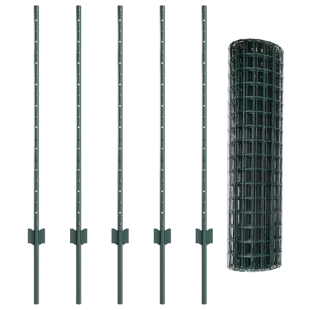 Euro tvoros su stulpu 10 x 1 m PVC dengtas plienas Žalia