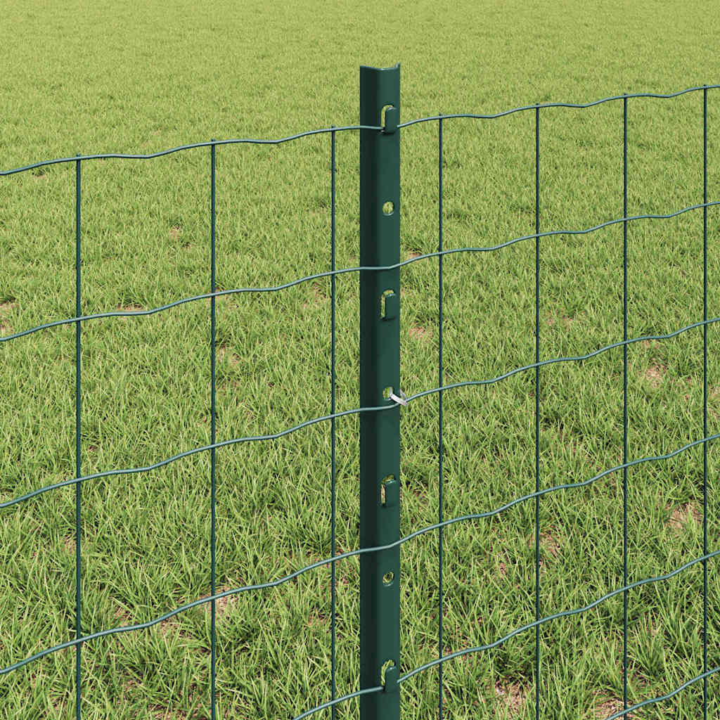 Fence with posts Green 0.6 x 50 m Steel and PVC