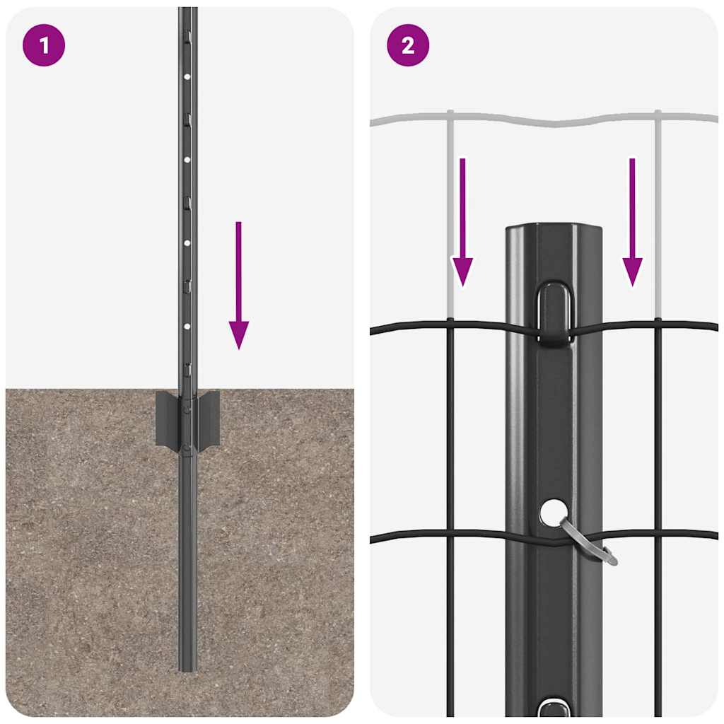 Žoga ar stabiem Pelēka 0,8 x 10 m Tērauds un PVC
