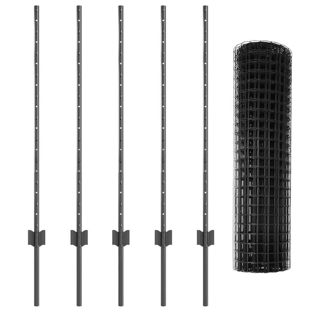 Tvora su stulpais Pilka 1 x 10 m Plienas ir PVC