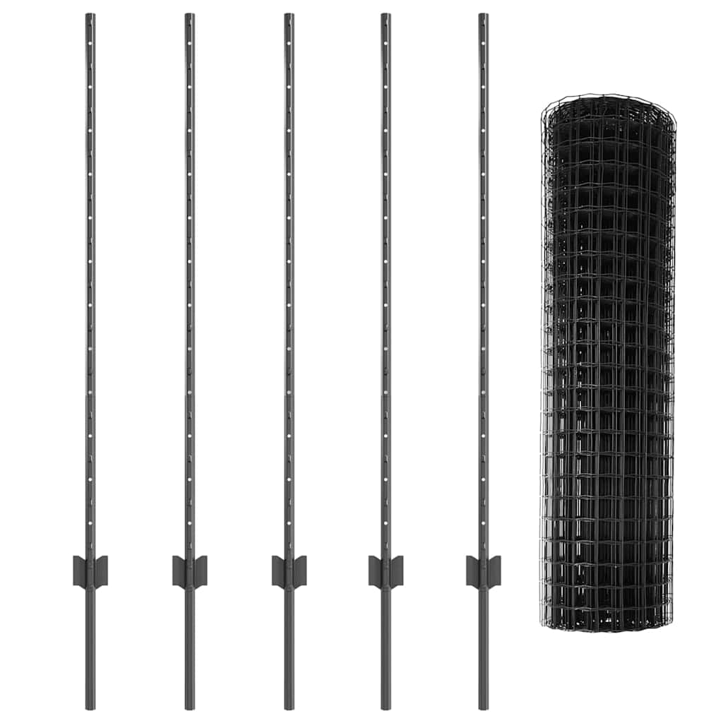 Tvora su stulpais Pilka 1,2 x 10 m Plienas ir PVC