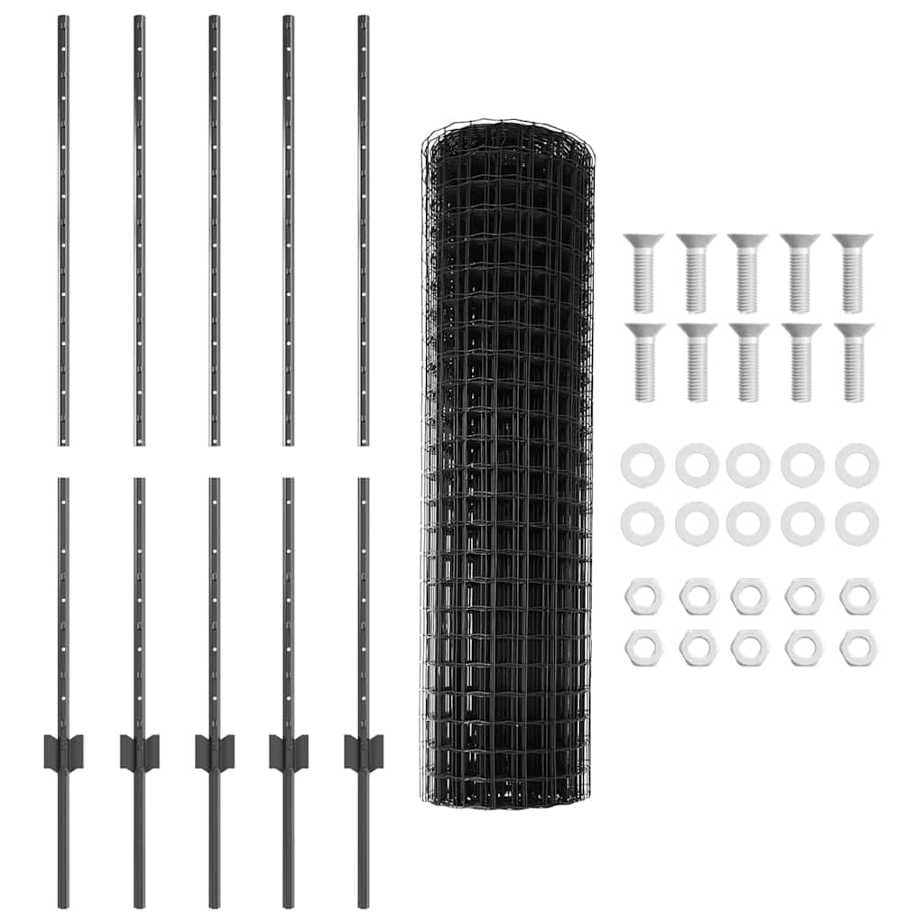 Tvora su stulpais Pilka 1,2 x 10 m Plienas ir PVC