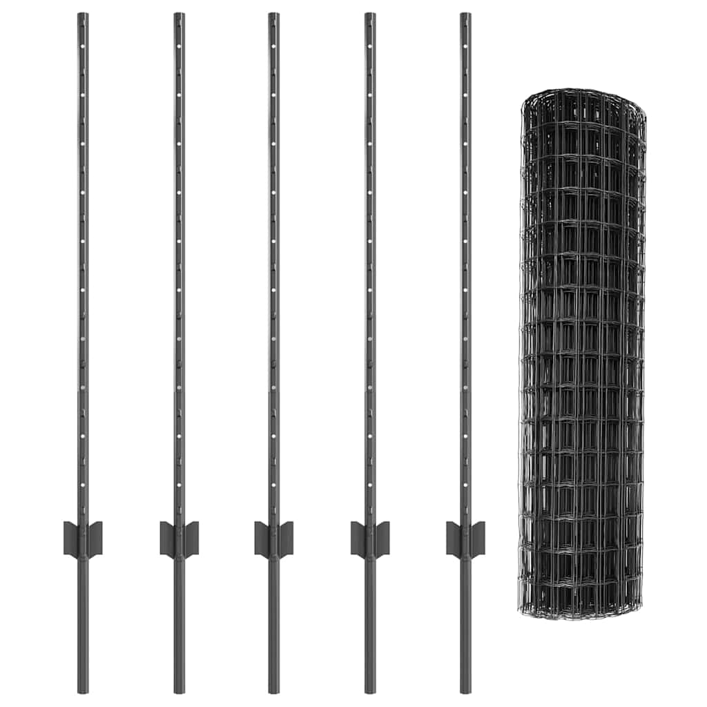 Tvora su stulpais Pilka 1 x 10 m Plienas ir PVC