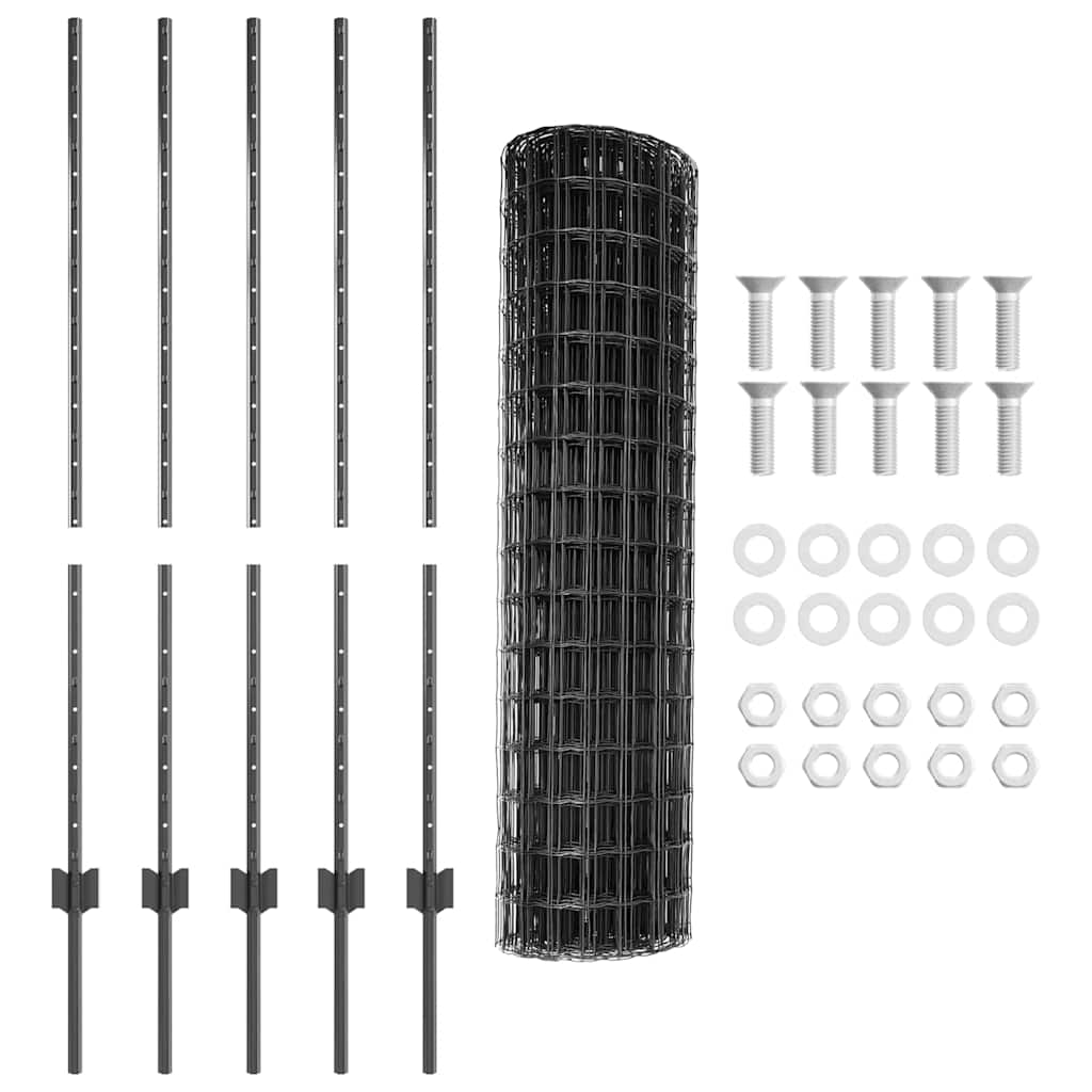 Tvora su stulpais Pilka 1,2 x 10 m Plienas ir PVC