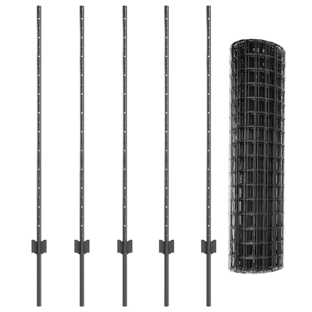 Tvora su stulpais Pilka 1,2 x 10 m Plienas ir PVC