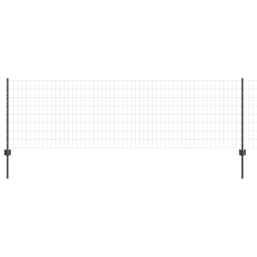 Fence with Posts Grey 0.8 x 10 m Steel and PVC