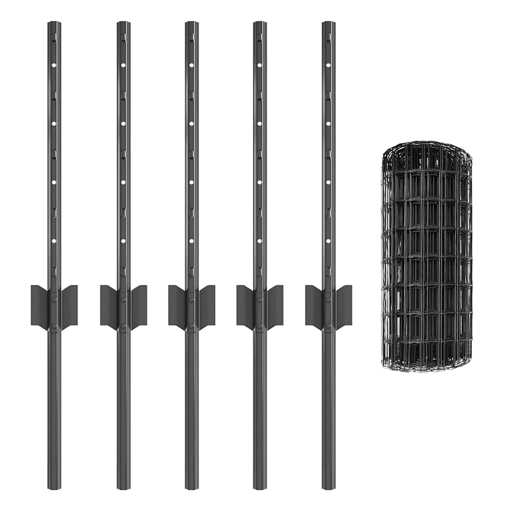 Tvora su stulpais Pilka 0,4 x 10 m Plienas ir PVC