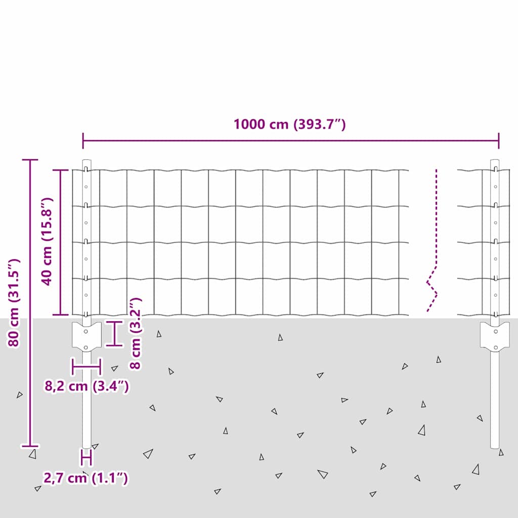 Tvora su stulpais Pilka 0,4 x 10 m Plienas ir PVC