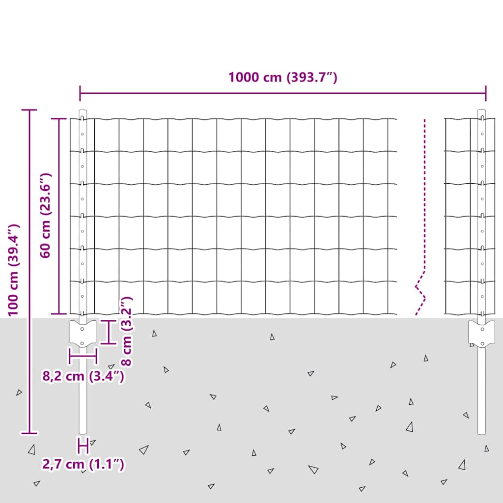Tvora su stulpais Pilka 0,6 x 10 m Plienas ir PVC