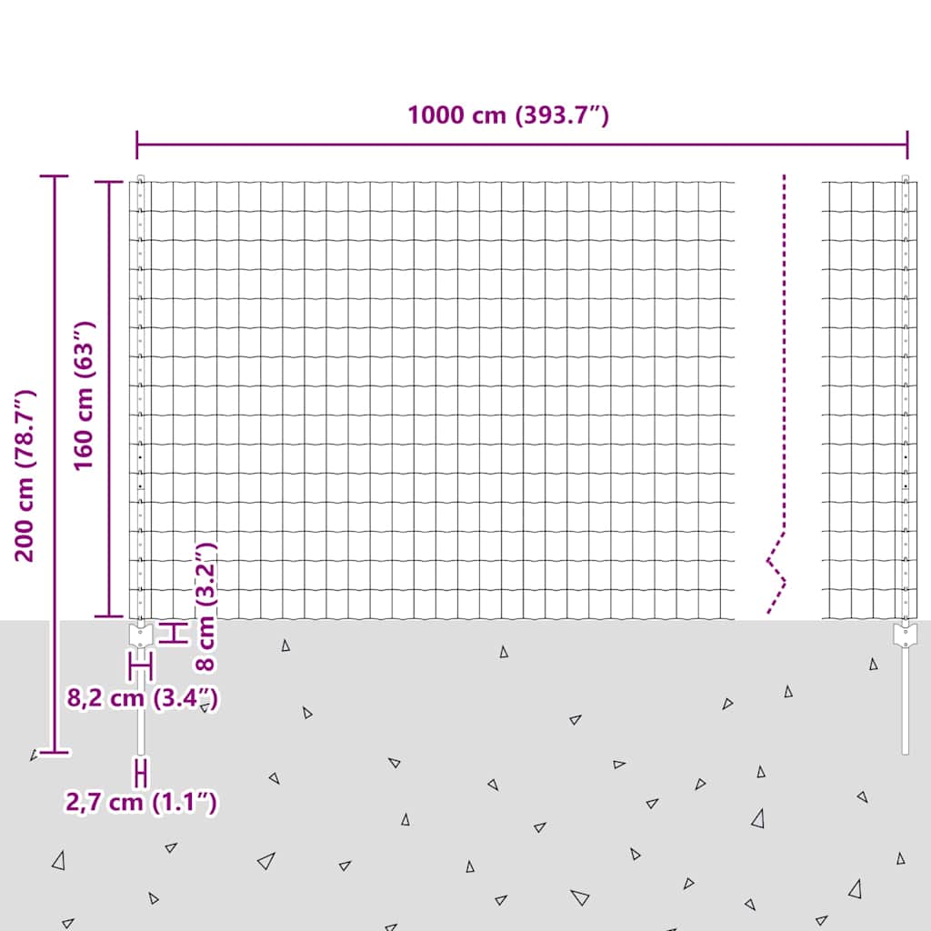 Žogs ar stabiem Pelēks 1.6 x 10 m Tērauds