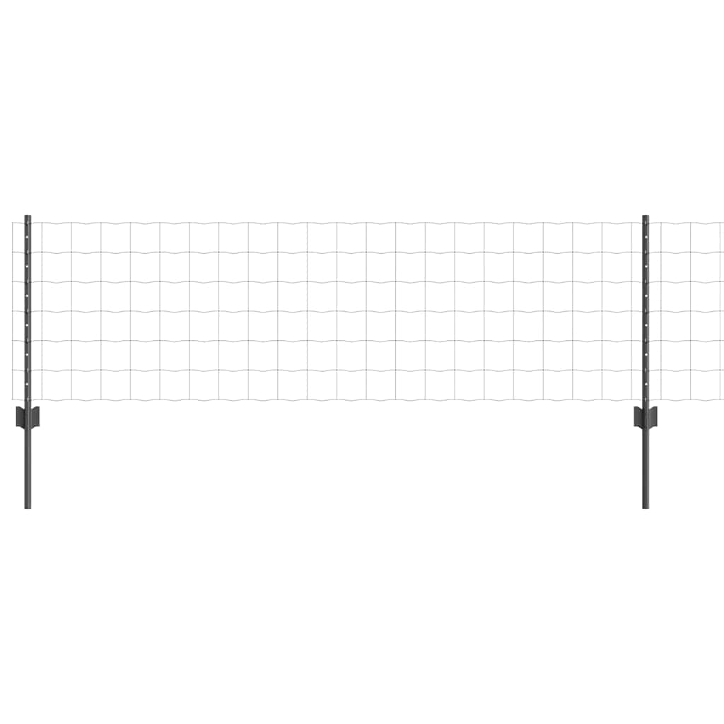 Fence with Posts Grey 0.6 x 10 m Steel and PVC