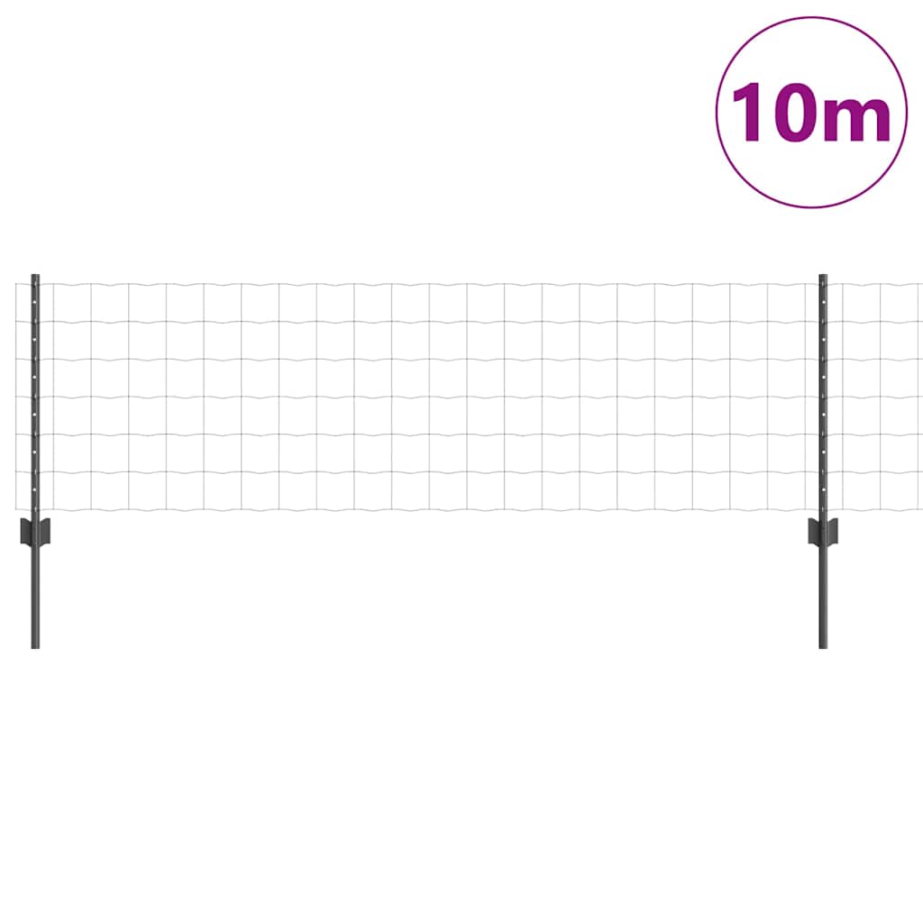 Fence with Posts Grey 0.6 x 10 m Steel and PVC