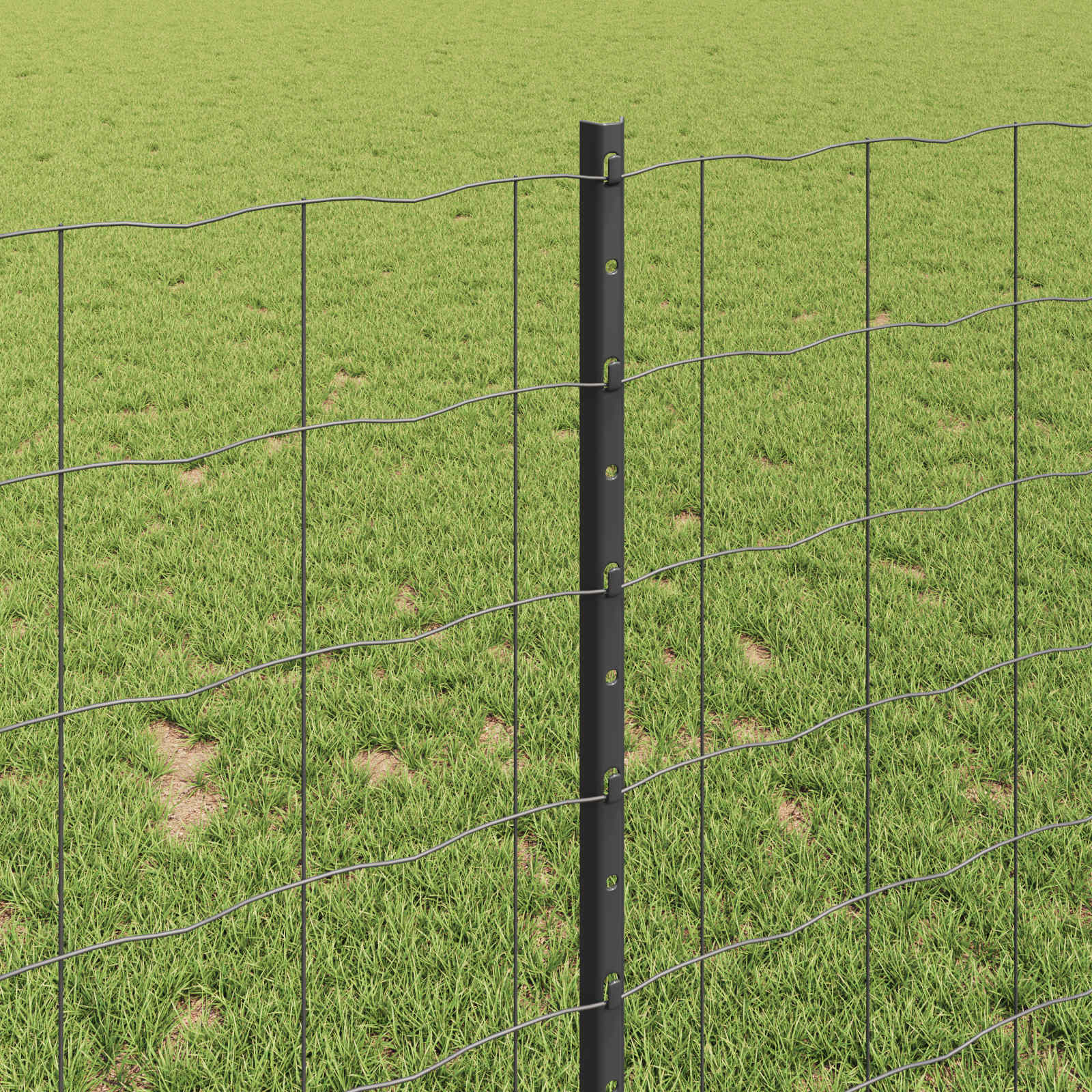 Fence with posts Grey 1 x 10 m Steel