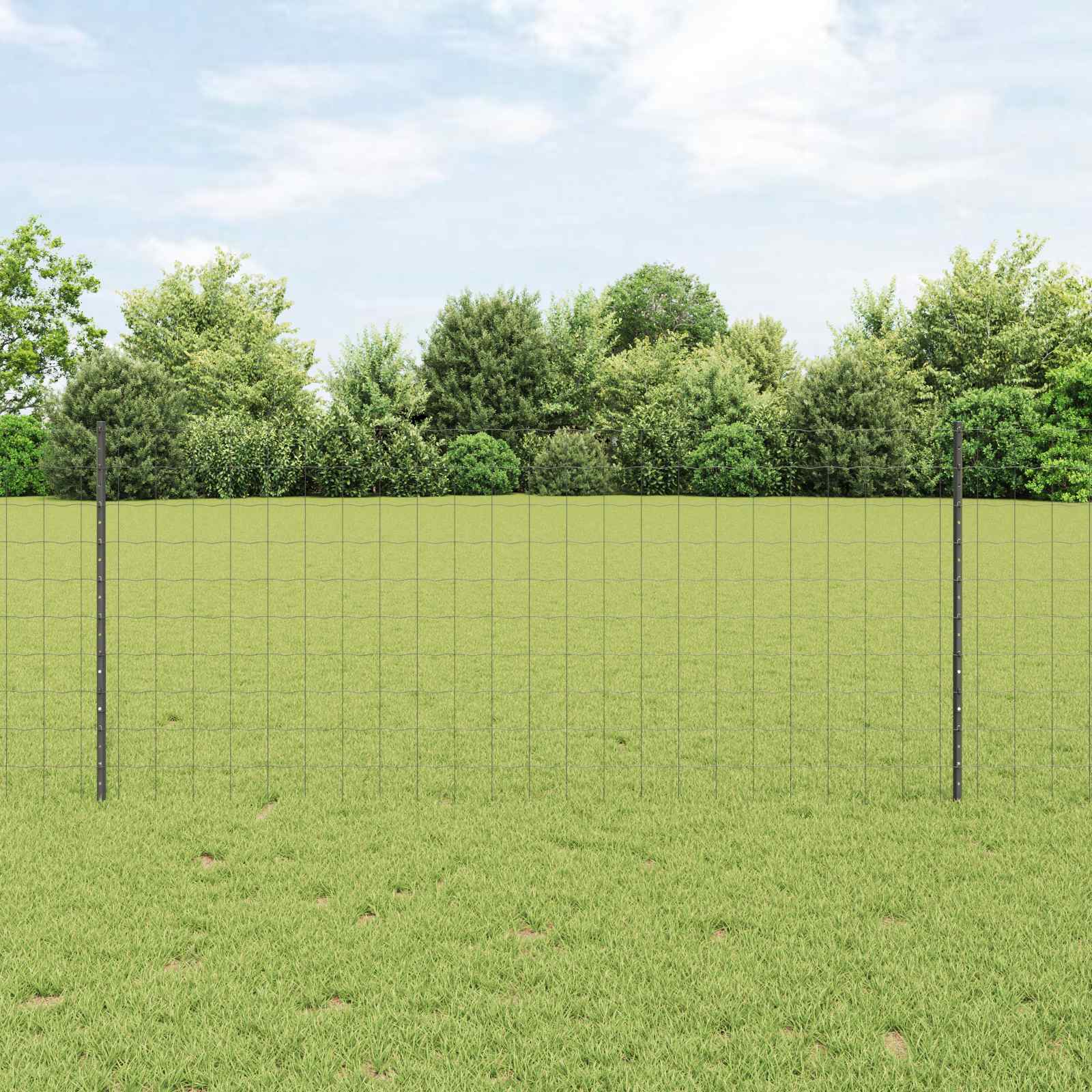 Fence with posts Grey 1 x 10 m Steel